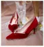 Chinese style Burgundy Suede Wedding Shoes 2020 Pearl Bow 6 cm Stiletto Heels Pointed Toe Wedding Pumps