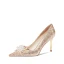 Luxury / Gorgeous Gold Crystal Wedding Shoes 2020 Leather Sequins 8 cm Stiletto Heels Pointed Toe Wedding Pumps