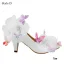 Chic / Beautiful White Wedding Shoes 2018 Leather Butterfly Flower Rhinestone 14 cm Stiletto Heels Pointed Toe Wedding Pumps