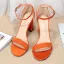 Sexy Noire Vêtement de rue Daim Sandales Femme 2020 Bride Cheville 8 cm Talons Épais À Bout Pointu Sandales