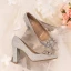 Charmant Scintillantes Argenté Chaussure De Mariée 2020 Glitter Faux Diamant Paillettes 9 cm Talons Épais À Bout Pointu Escarpins