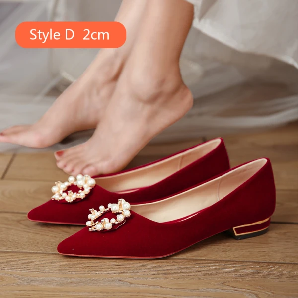 Charmant Burgunderrot Perle Strass Brautschuhe 2020 6 cm Stilettos Spitzschuh Hochzeit Pumps