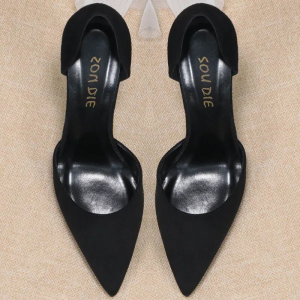 Elegant Black Suede Evening Party Womens Shoes 2020 10 cm Stiletto Heels Pointed Toe High Heels