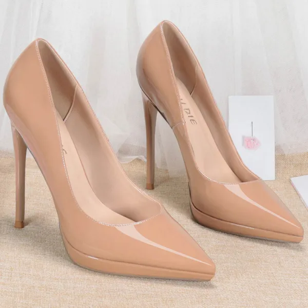 Schöne Weiß Ball 2020 Pumps Lackleder 12 cm Stilettos Spitzschuh Pumps