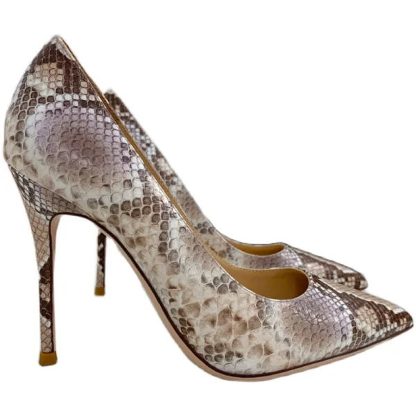Amazing / Unique Cocktail Party Snakeskin Print Pumps 2020 Leather 10 cm Stiletto Heels Pointed Toe Pumps