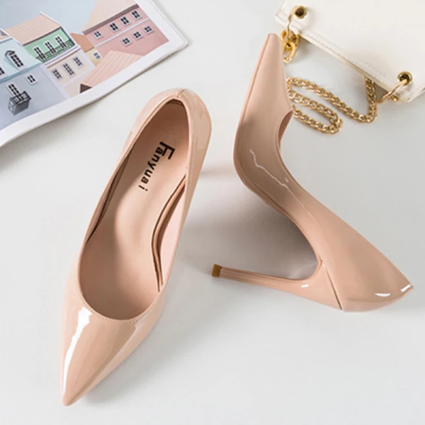 Schöne Silber Cocktail Lackleder Pumps 2020 10 cm Stilettos Spitzschuh Pumps