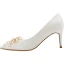 Elegant Chic / Beautiful Ivory Satin Pearl Wedding Shoes 2020 Leather 9 cm Stiletto Heels Pointed Toe Wedding Pumps