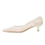 Classy Beige Lace Flower Wedding Shoes 2020 Tulle 3 cm Stiletto Heels Low Heel Pointed Toe Wedding Pumps