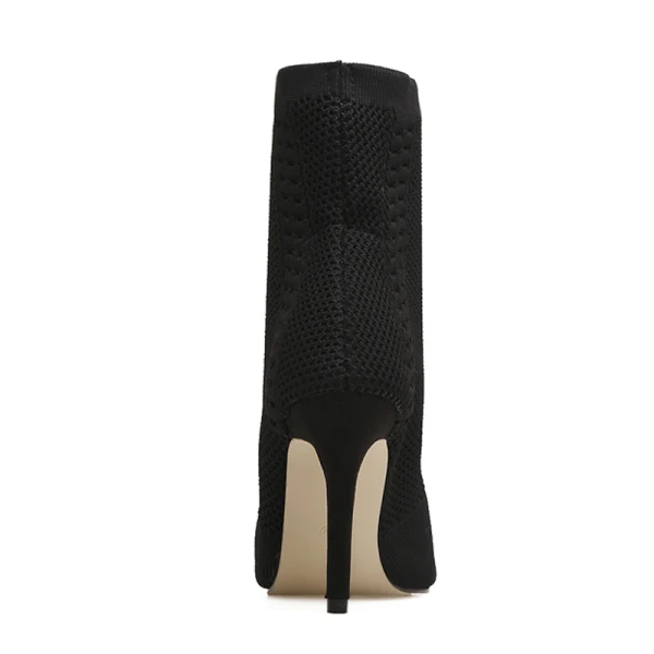 Chic / Beautiful Black Street Wear Knitting Womens Boots 2020 10 cm Stiletto Heels Open / Peep Toe Boots