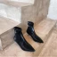 Fashion Black Street Wear Leather Womens Boots 2020 Ankle 5 cm Stiletto Heels Pointed Toe Boots