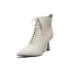 Fashion Winter Beige Street Wear Womens Boots 2020 Leather 7 cm Stiletto Heels Pointed Toe Boots