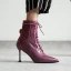 Klassieke Winter Paarse Toevallig Leer Dames Laarzen 2020 8 cm Naaldhakken / Stiletto Spitse Neus Laarzen