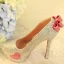 Charmant Argenté Faux Diamant Chaussure De Mariée 2020 Noeud Cuir Imperméables 14 cm Talons Aiguilles À Bout Rond Mariage Escarpins