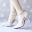 Charmant Ivoire Faux Diamant En Dentelle Fleur Chaussure De Mariée 2020 Perle T-Strap 9 cm Talons Aiguilles À Bout Pointu Mariage Talons