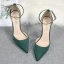 Chic / Beautiful Dark Green Satin Prom Womens Sandals 2020 Ankle Strap 10 cm Stiletto Heels Pointed Toe Sandals