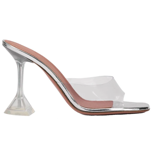 Transparent Summer Silver Street Wear Womens Sandals 2020 9 cm Stiletto Heels Open / Peep Toe Sandals