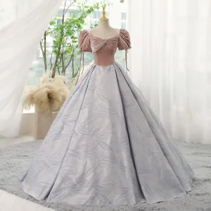 Élégant Rougissant Rose Robe De Bal 2023 Robe Boule Encolure Carrée Manches Courtes Dos Nu Longue Promo Robe De Ceremonie