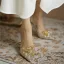 Charming Champagne Crystal Wedding Shoes 2020 Leather Rhinestone 8 cm Stiletto Heels Pointed Toe Wedding Pumps