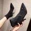 Fashion Black Street Wear Rhinestone Womens Boots 2020 Ankle 6 cm Stiletto Heels Pointed Toe Boots
