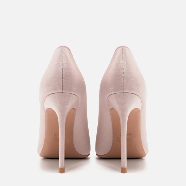Enkla Rodnande Rosa Kontors OL Silke Satin Pumps 2021 10 cm Stilettklackar Spetsiga Pumps