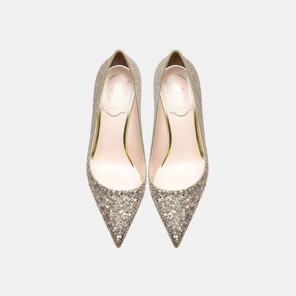 Scintillantes Doré Soirée Cuir Paillettes Escarpins 2021 8 cm Talons Aiguilles À Bout Pointu Escarpins