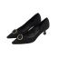 Vintage Toevallig Zwarte Leer Pumps 2021 5 cm Naaldhakken / Stiletto Spitse Neus Pumps