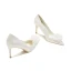 Élégant Ivoire Mariage Perle Satin Fleur Chaussure De Mariée 2021 8 cm Talons Aiguilles À Bout Pointu Escarpins