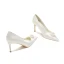Élégant Ivoire Satin Chaussure De Mariée 2021 Perle Fleur 8 cm Talons Aiguilles À Bout Pointu Mariage Escarpins