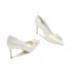 Elegant Satin Ivory Pearl Rhinestone Wedding Shoes 2021 8 cm Stiletto Heels Pointed Toe Wedding Pumps