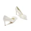 Chic Ivoire Satin Chaussure De Mariée 2021 Fleur 8 cm Talons Aiguilles À Bout Pointu Mariage Escarpins