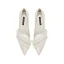 Chic / Beautiful Ivory Satin Pearl Wedding Shoes 2021 6 cm Stiletto Heels Pointed Toe Wedding Pumps