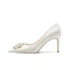 Edles Satin Ivory / Creme Strass Brautschuhe 2021 8 cm Stilettos Spitzschuh Hochzeit Pumps