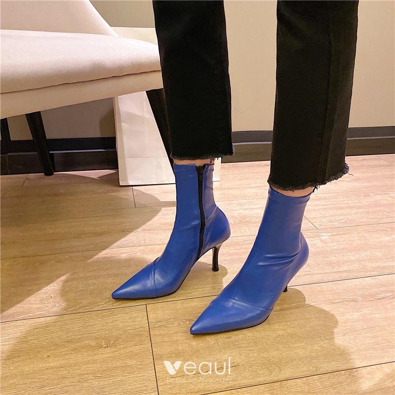 Bright blue ankle boots best sale