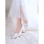 Élégant Ivoire Faux Diamant Noeud Chaussure De Mariée 2021 Satin 7 cm Talons Épais Pied Carré Mariage Escarpins