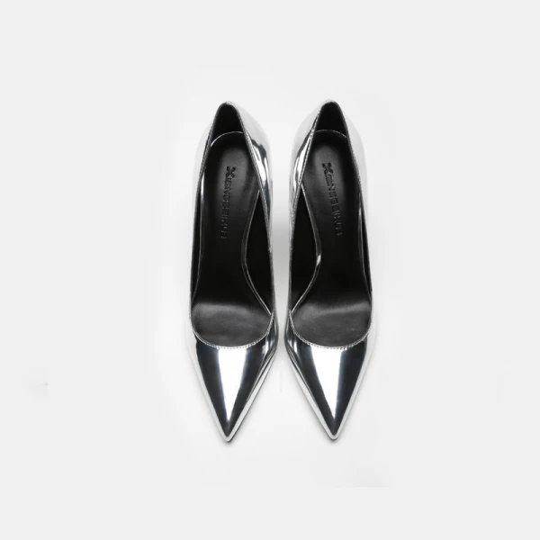 Chic / Belle Argenté Bureau OL Cuir Escarpins 2021 10 cm Talons Aiguilles À Bout Pointu Escarpins