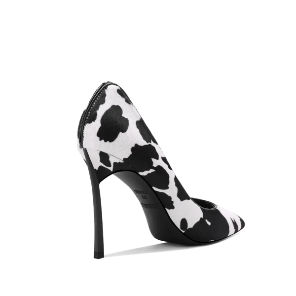 Chic / Beautiful Black White Cocktail Party Suede Pumps 2021 Leather 10 cm Stiletto Heels Pointed Toe Pumps