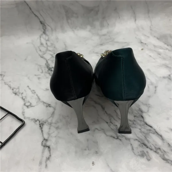 Vintage / Retro Black Rhinestone Prom Pumps 2021 8 cm Stiletto Heels Pointed Toe High Heels Pumps