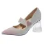 Schön Rosa Farbverlauf Kristall Brautschuhe 2021 Leder Herzförmig Pailletten 7 cm Thick Heels Spitzschuh Hochzeit Pumps