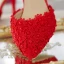 Chinese style Red Lace Flower Pearl Wedding Shoes 2021 Ankle Strap 9 cm Stiletto Heels Pointed Toe Wedding Sandals