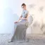 Elegant Chinese style Silver Evening Dresses  2018 A-Line / Princess Appliques Lace Sequins Sash High Neck Backless Sleeveless Floor-Length / Long Formal Dresses