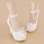 Charming Ivory Crystal Wedding Shoes 2021 Pearl Rhinestone Lace Flower 10 cm Stiletto Heels Pointed Toe Wedding Pumps