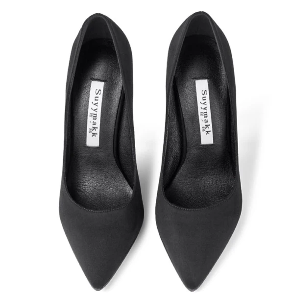 Chic / Beautiful Black Cocktail Party Suede Pumps 2021 10 cm Stiletto Heels High Heels Pointed Toe Pumps