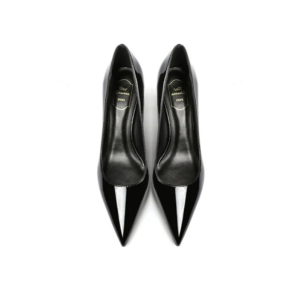 Mooie / Prachtige Zwarte Kantoor OL Lakleer Pumps 2019 Leer 10 cm Naaldhakken / Stiletto Hoge Hakken Spitse Neus Pumps