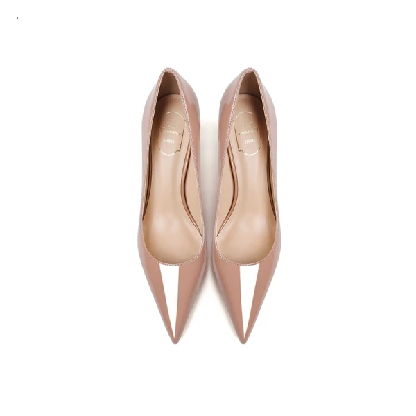 Chic / Beautiful Blushing Pink Office OL Patent Leather Pumps 2021 Leather 10 cm Stiletto Heels High Heels Pointed Toe Pumps