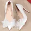 Elegant White Evening Party Satin Pearl Bow Pumps 2021 10 cm Stiletto Heels High Heels Pointed Toe Pumps