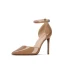 Sexy Beige Evening Party Patent Leather Womens Sandals 2021 Ankle Strap 10 cm Stiletto Heels Pointed Toe High Heels