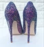 Sparkly Purple Sequins Rave Club Pumps 2021 Leather 10 cm Stiletto Heels High Heels Pointed Toe Pumps