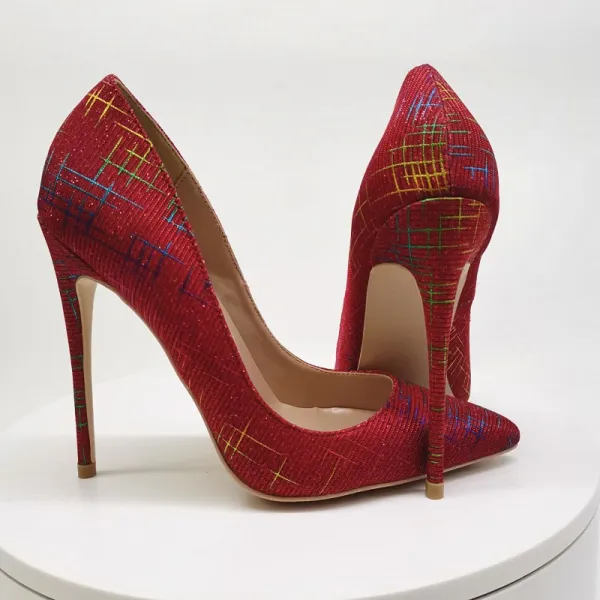Chic / Beautiful Burgundy Prom Pumps 2021 12 cm Stiletto Heels High Heels Pointed Toe Pumps