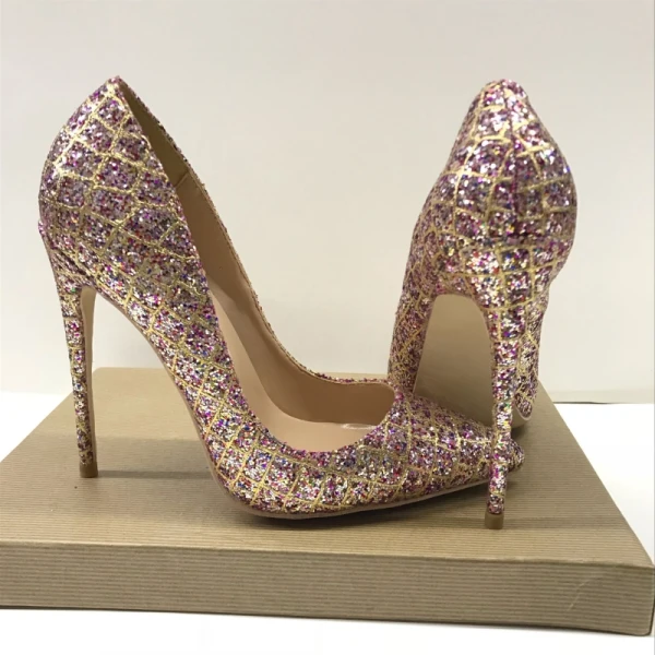 Sparkly Sjarmerende Multi-Farger Aften Paljetter Pumps 2021 12 cm Stiletthæler Spisse Høyhælte
