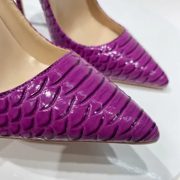 Chic / Beautiful Grape Rave Club Snakeskin Print Pumps 2021 12 cm Stiletto Heels Pointed Toe High Heels